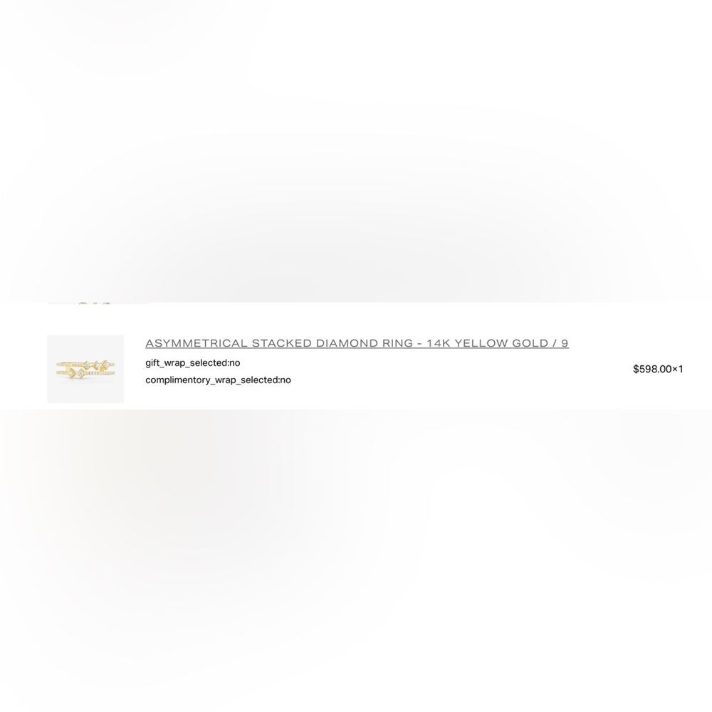 Ring Concierge Gold Asymmetrical Stacked Diamond Ring. Size 9.